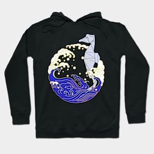 Seahorse origami and waves Hoodie